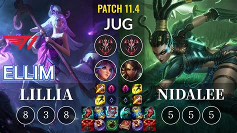 T1 Ellim Lillia Vs Nidalee Jungle KR Patch 11 4 YouTube