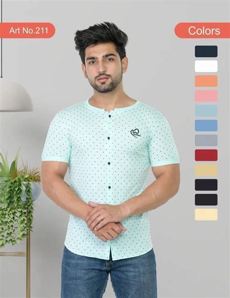 Blue Men Cotton Printed T Shirt Polo Neck At Rs 170 In Ludhiana Id 2853315778491