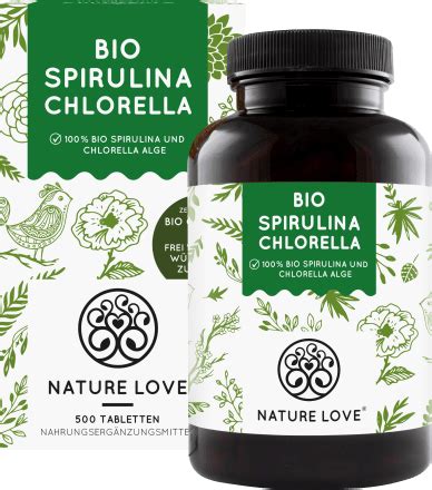 Nature Love Bio Spirulina Bio Chlorella Tabletten 500 St 247 G