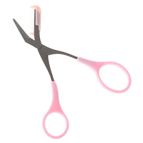 Pink Eyebrow Trimmer Scissors With Comb Lady Woman Men Hair Removal