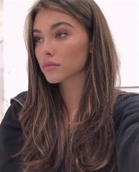 Madison Beer Hair Madison Beer Straight Dark Brown Long Layers Peek