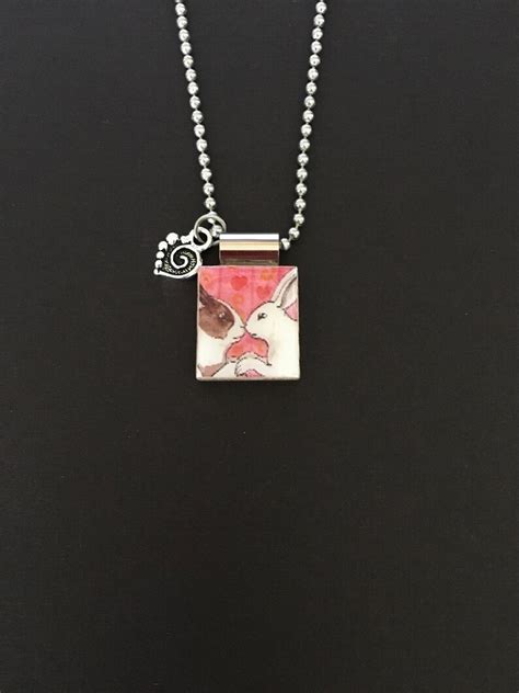 Bunny Necklace Handmade Valentine Jewelry Two Bunnies Etsy