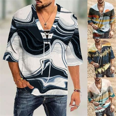 Trendy Men S Summer Short Sleeve V Neck T Shirt Casual Loose Top Blouse