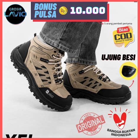 Jual Sepatu Safety Pria Boots Tinggi Ujung Besi Original Lavio Septi