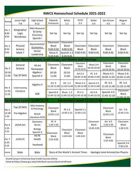 Free Printable Homeschool Schedule Templates [PDF, Word, Excel]