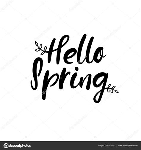 Hello Spring Hand Lettering Inscription Spring Greeting Card Brush