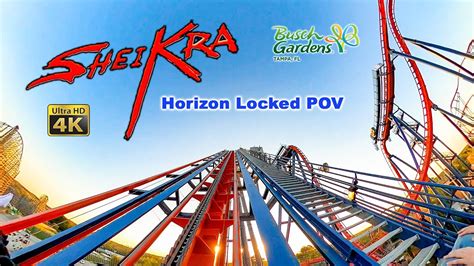 Sheikra Roller Coaster On Ride Front Row Horizon Locked 4K POV Busch