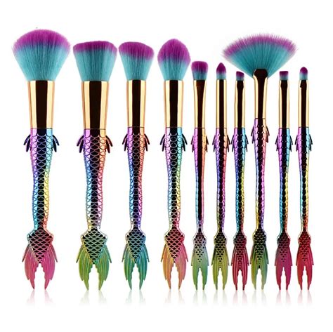 Professional Pcs Mermaid Makeup Brushes Set Foundation Blending