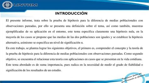 Prueba de Hipótesis para la Diferencia de Medias Caso de Observaciones