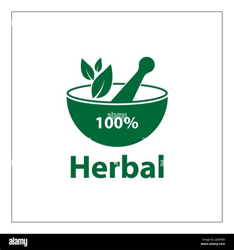 Green Herbal Logo Template Herbal 100 On White Background Stock Vector