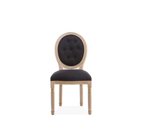 Lot De Chaises M Daillon Capitonn Es Louis Xvi Tissu Noir Chaise But