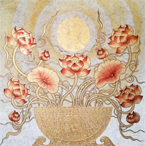 Tableau Peinture Thailande Lotus Fine Art Under The Moon Assistant