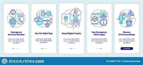 Travel Safety Tips Onboarding Mobile App Screen Stock Vector