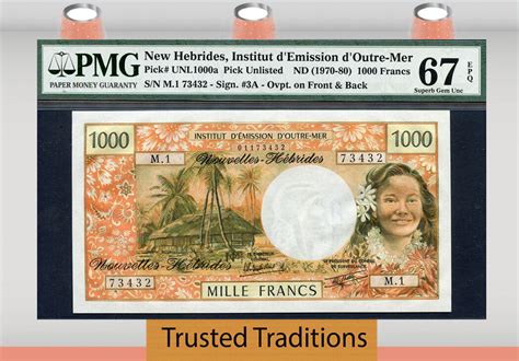 Welt Banknoten Francs Tt Pk Unl A New Hebrides Pmg