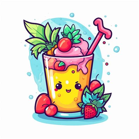 Ilustraci N De Dibujos Animados De Un Vaso De Batido De Fresa Con Fresa