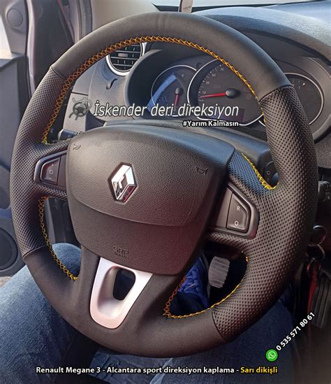 Renault Megane 3 Alcantara Sport Direksiyon Kaplama Sari Dikisli