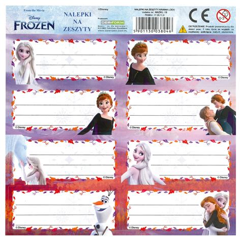 Naklejki Na Zeszyt Arkuszy Kraina Lodu Frozen Allegro Pl