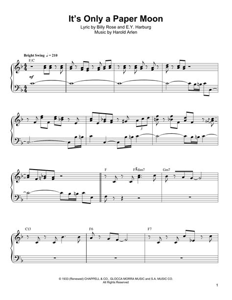 It S Only A Paper Moon Piano Transcription Print Sheet Music Now