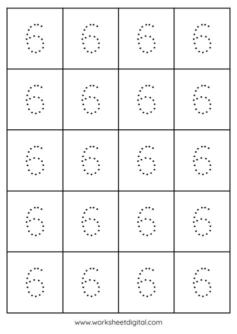 Number 6 Tracing Worksheet