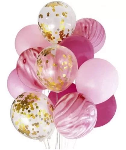 Set De Globos Combi Rosado Dorado Cuotas sin interés