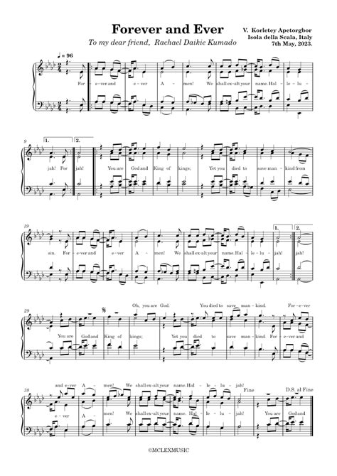 Forever And Ever Sheet Music For Piano Choral Easy