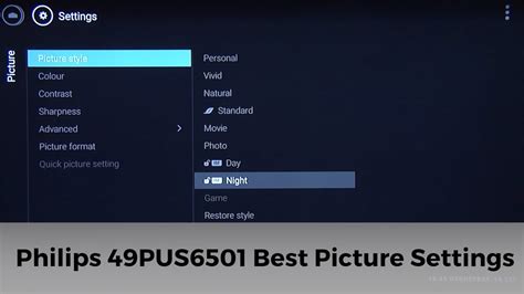 Philips 49pus6501 Best Tv Picture Settings Youtube