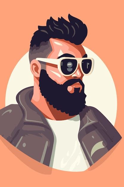 Ilustración vectorial de un hombre hipster con barba y gafas de sol