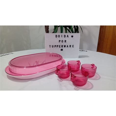 Travessa E X Caras Premier Rosa Policarboanto Tupperware Shopee Brasil