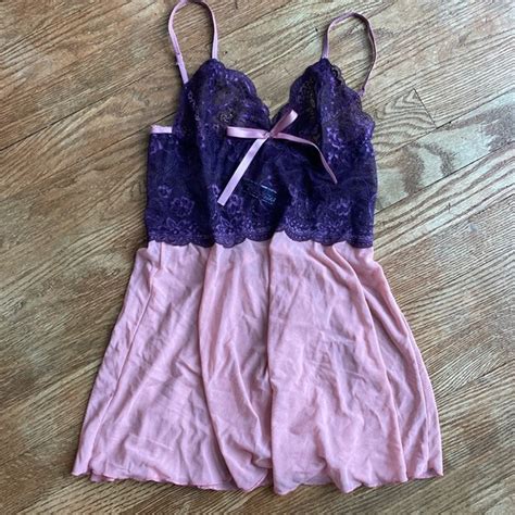 Intimates Sleepwear Purple And Rosewood Pink Sheer Lingerie Nightie Babydoll Sleep Dress