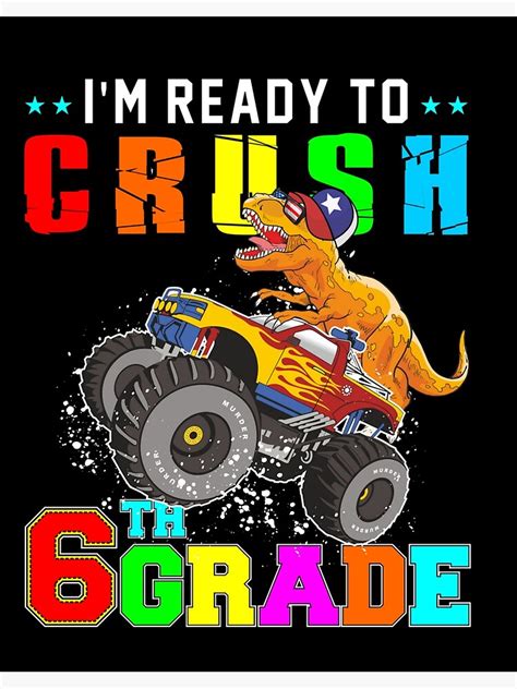 Póster Estoy listo para aplastar el dinosaurio T Rex Monster Truck de