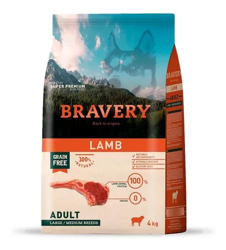 Comida Para Perro Adulto Raza Grande Bravery Cordero Kg Cuotas Sin