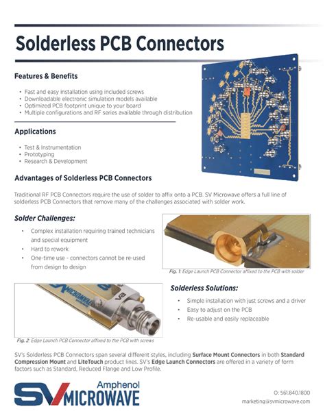 Litetouch Solderless Pcb Connectors Sv Microwave