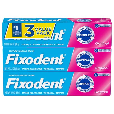 Save On Fixodent Denture Adhesive Cream Original Value Pack 3 Ct