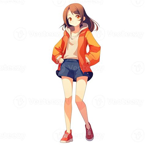 Cute anime girl on a white background, manga anime girl, generated by ...