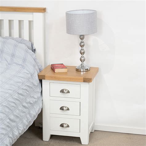 Tuscany Oak 3 Drawer Bedside In White Painted House Of Oak