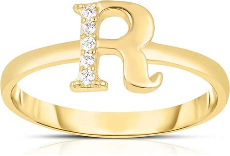 Floreo 10k Yellow Gold Letter A Z Small Block Alphabet Character CZ