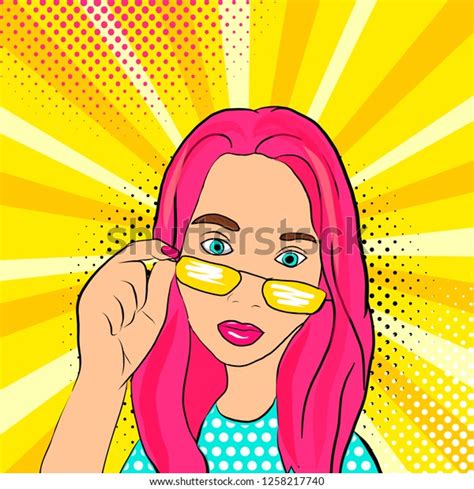 Pop Art Girl Glasses Illustration Clipart Stock Illustration 1258217740