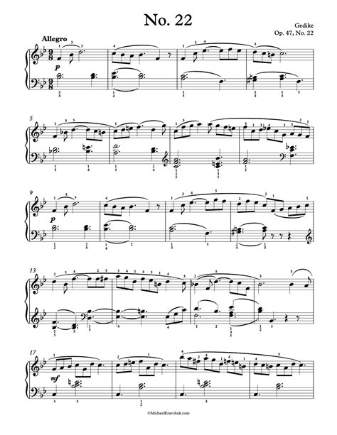 Free Piano Sheet Music 30 Easy Etudes For Piano Op 47 No 22