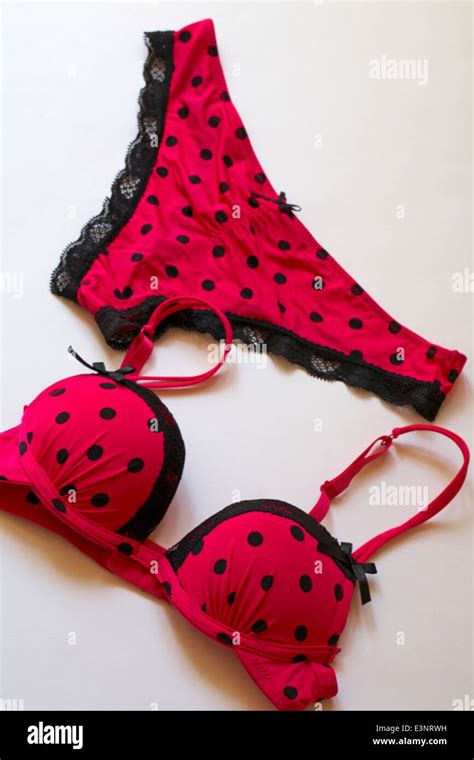 Matching Sexy Polka Dot Pink Coloured With Black Lace Edged Underwear