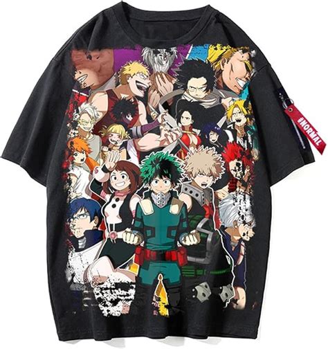 Men T Shirt My Hero Academia Print Round Neck Tee Regular T Shirt Short Sleeve Shirt