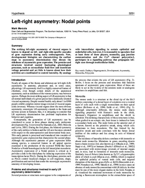 Pdf Left Right Asymmetry Nodal Points