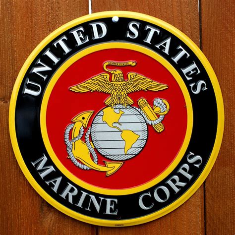 Pin United States Marine Corps Tin Metal Sign Round Military America