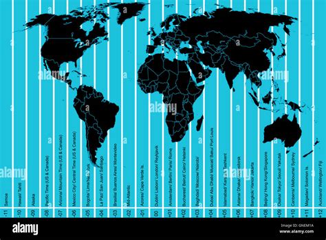 Mappa Del Mondo E Fusi Orari Foto Stock Alamy