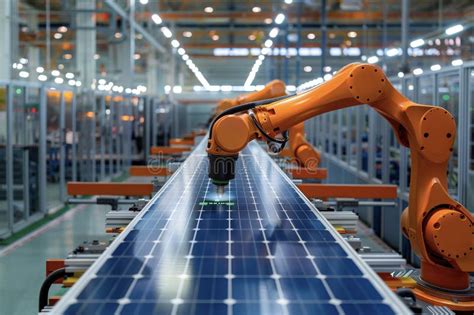 Robotic Arms In Solar Panel Manufacturing Process Stock Image Image