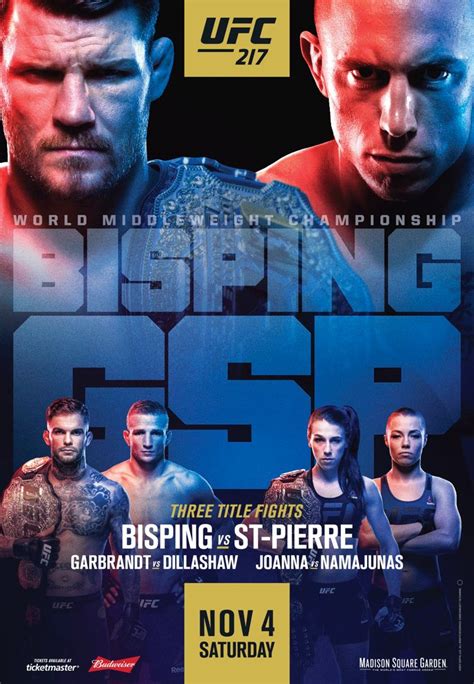 Ufc 217 Bisping Vs St Pierre Official Fight Poster Unveiled