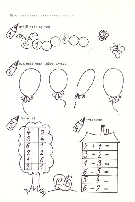 Pracovn Listy Z Matematiky Pre Prvkov DOCX Document Preschool