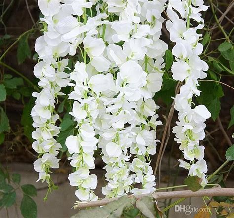 Discount Elegant White Artificial Silk Flower Wisteria Vine Rattan For