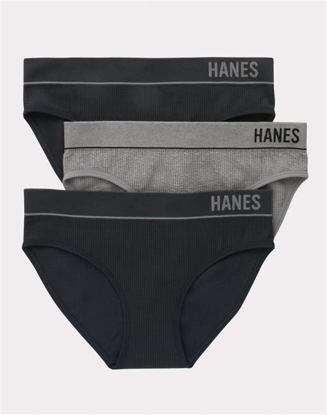 Hanes Originals Womens Seamless Rib Bikini Underwear 3 Pack