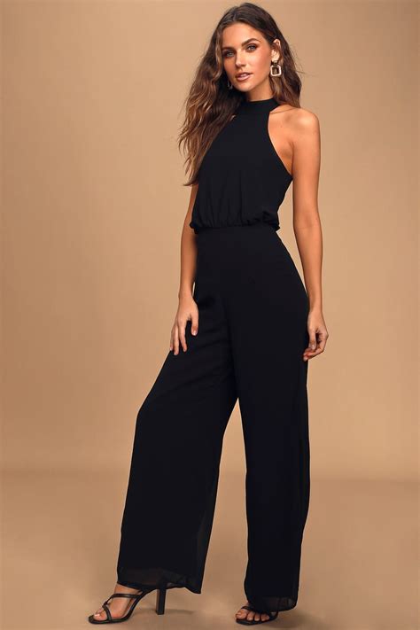 Its A Hit Black Wide Leg Halter Jumpsuit Jumpsuit Halter Jumpsuit Backless Jumpsuit