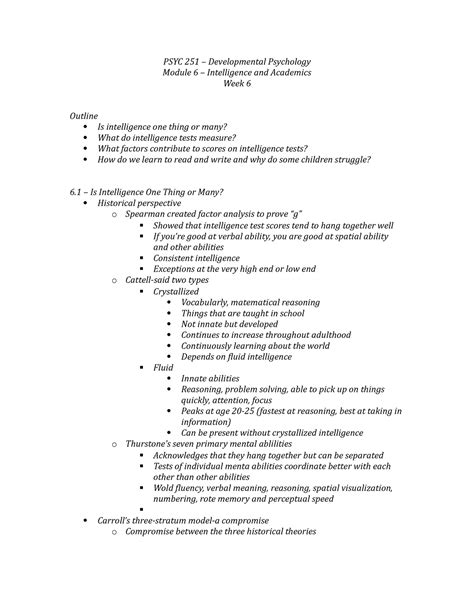 Psych Module Psyc Developmental Psychology Module